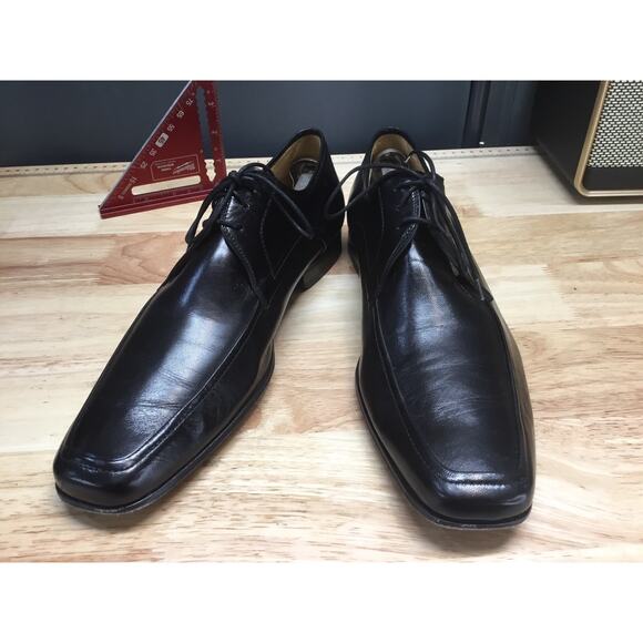 Magnanni Men 9.5 Oxfords Black Leather Lace Up Dress Shoes Spain Vintage main image 9